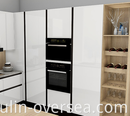 White simple acrylic high gloss kitchen cabinet 